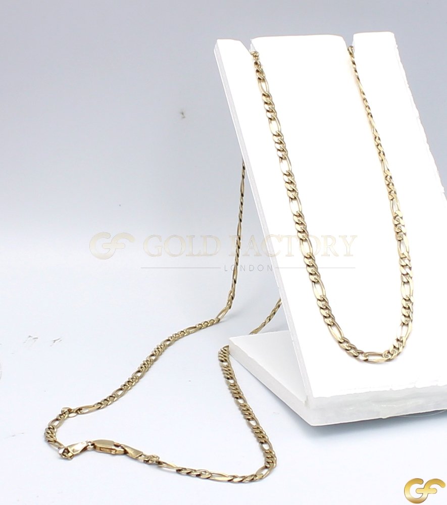 Beautiful Long Figaro Style 9ct Yellow Gold Chain